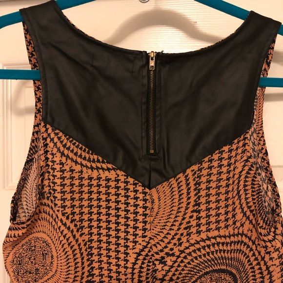 Chiffon & Leather mix sleeveless top - Picture 5 of 5